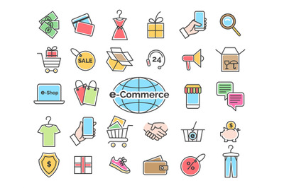 Ecommerce color line icons