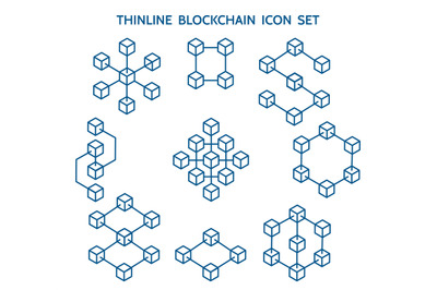 Blockchain line icons