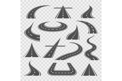 Road curves isolated on transparent