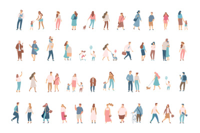 Male and female vector characters. Crowd