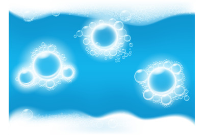 Blue soap bubbles background