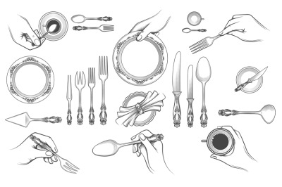 Hands with cutlery