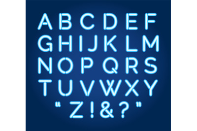 Blue neon letters