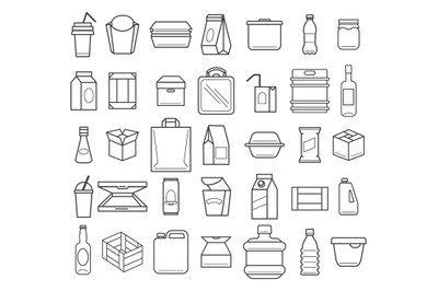 Package and box line icons