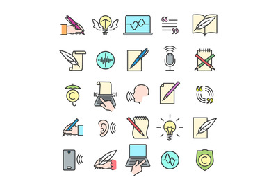 Colorful storytelling line icons