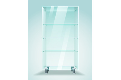 Glass showcase with shelves