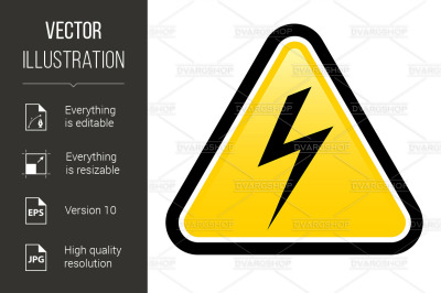 High voltage yellow warning sign