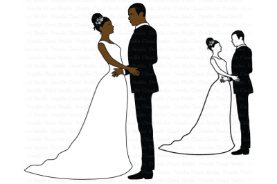 Wedding SVG&2C; Bride and Groom SVG&2C; African American Wedding  SVG.