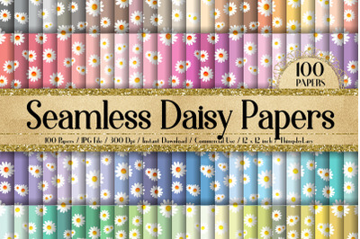 100 Seamless Daisy Flower Shabby Chic Floral Digital Papers