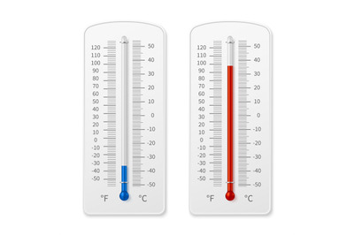 Meteorology indoor thermometer realistic vector illustration isolated