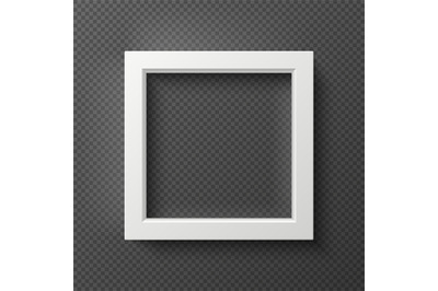 Empty square white 3d wall frame for creative picture vector mockup