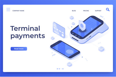 Isometric pos terminal payments. Money transfers, smartphone payment s