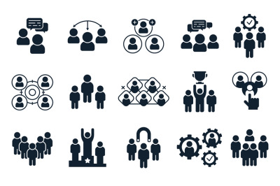 Corporate people icon. Group of persons, office teamwork pictogram and