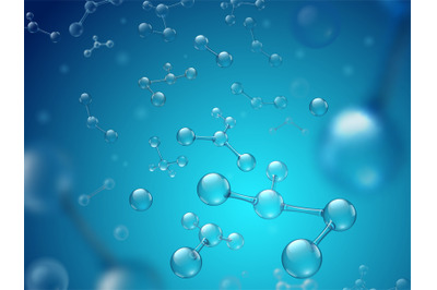 Hyaluronic acid molecules. Hydrated chemicals, molecular structure and