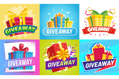 Giveaway post. Give away gifts, winner reward and gift prize draw soci