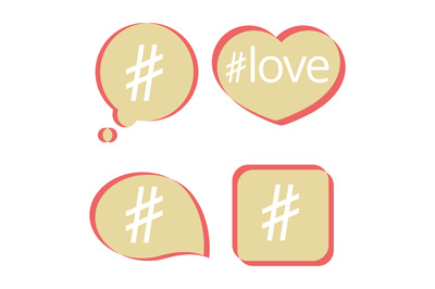 Hashtag post social media vector icons set