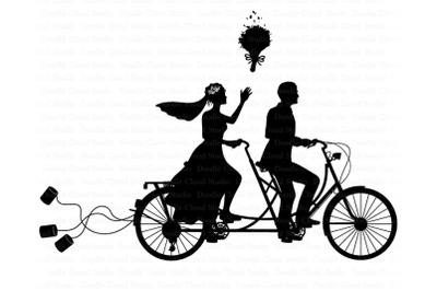 Wedding Tandem Bike Bride and Groom SVG.