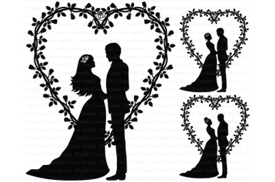 Wedding Heart, Bride and Groom,  Cake Topper,&nbsp;Wedding Clipart.