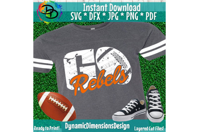 Rebels Football Distressed&2C; Football Svg&2C; Football Clipart&2C; Football