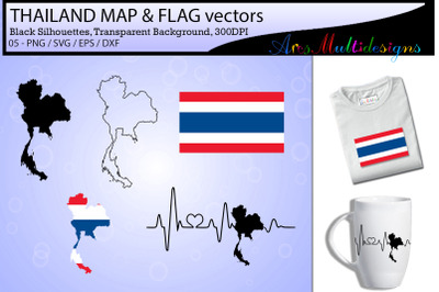 Thailand map SVG / Thailand Flag SVG / Thailand map silhouette vector