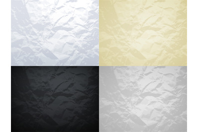 White&2C; yellow&2C; black and grey crumpled paper vector textures set