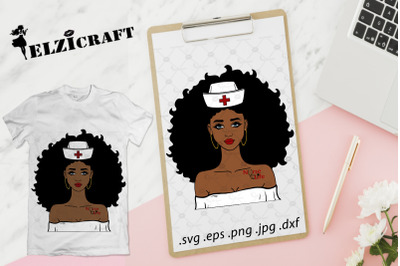 Afro Girl Nurse Life SVG Cut File