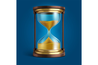 Realistic hourglass, sand clock timer vector illustration