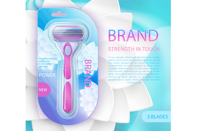Sharp blade razor product vector ad poster
