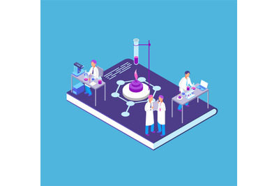 Chemistry&2C; pharmaceutical 3d isometric concept with chemical laborator