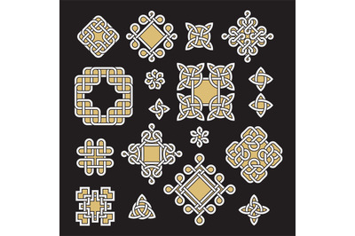 Chinese and celtic endless knots and patterns vector set.