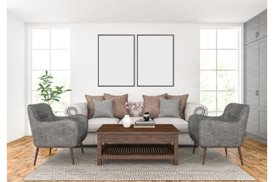 Interior scene - artwork background - frame mockup