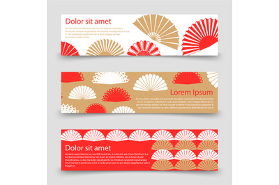 Asian style banner template with hand fans