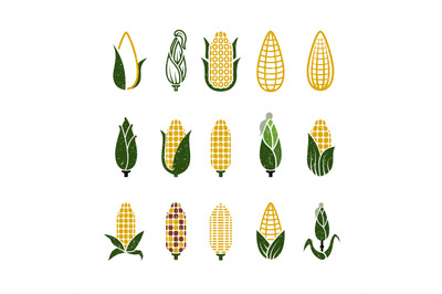 Vintage grunge vector corn icons isolated on white background