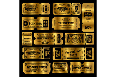 Circus, party and cinema vector vintage admission tickets templates. G