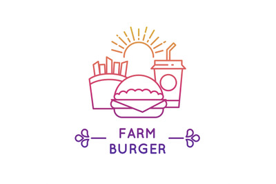 Fast food restaurant and cafe vector logo. Fresh burger, drink and pot