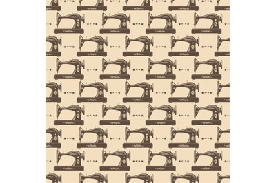 Vintage sewing machine seamless pattern
