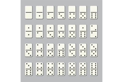 Full domino pieces. Numbered tiles for family strategy table game. Vec