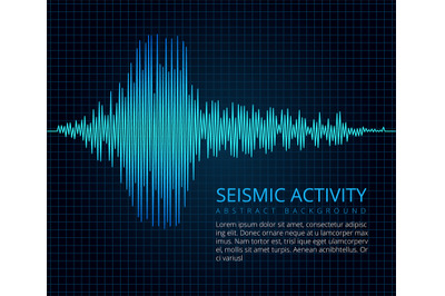 Earthquake frequency wave graph, seismic activity. Vector abstract sci