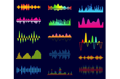 Music equalizer, audio analog waves, studio sound frequency, music pla