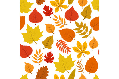 Forest golden autumn leaves seamless vector autumnal pattern