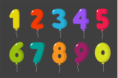 Cartoon balloon numbers for birthday fun kids party celebration invita