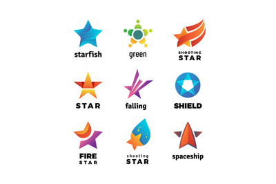 Leader star&2C; rising stars vector logo. Comet with tail vector symbols