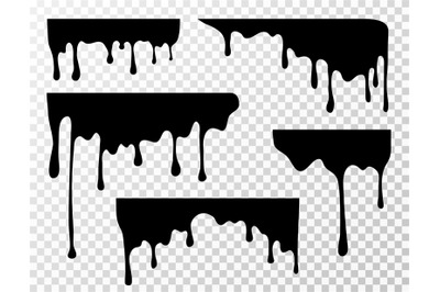 Black dripping oil stain&2C; sauce or paint current vector silhouettes is