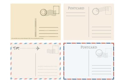 Vintage paper postal cards. Greetings from postcard vector template