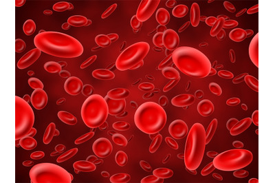 Red blood cells. Medical hematology vector background with 3d macro er