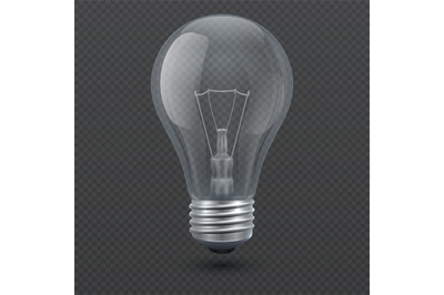 Realistic 3d light bulb vector illustration isolated on transparent ba