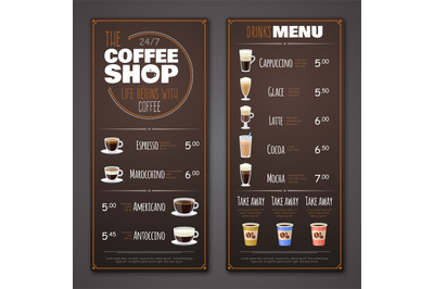 Coffee shop menu vector design template