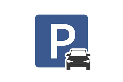 Parking zone vector icon with car symbol top view