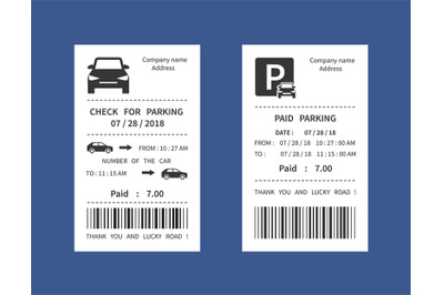 Parking ticket, money penalty receipt vector illustration isolated