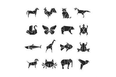 Abstract animals silhouettes with line details. Animal icons isolated